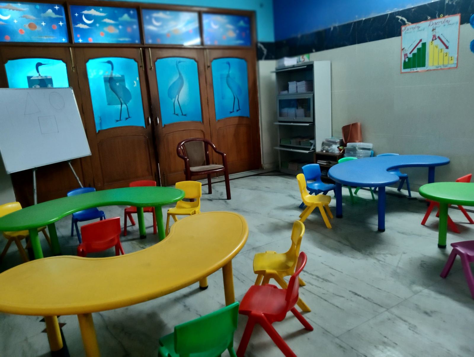 Prakriti birds-themed classroom, wide view