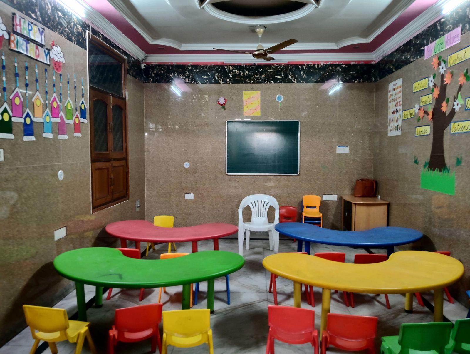 Prakriti classroom with world map decor